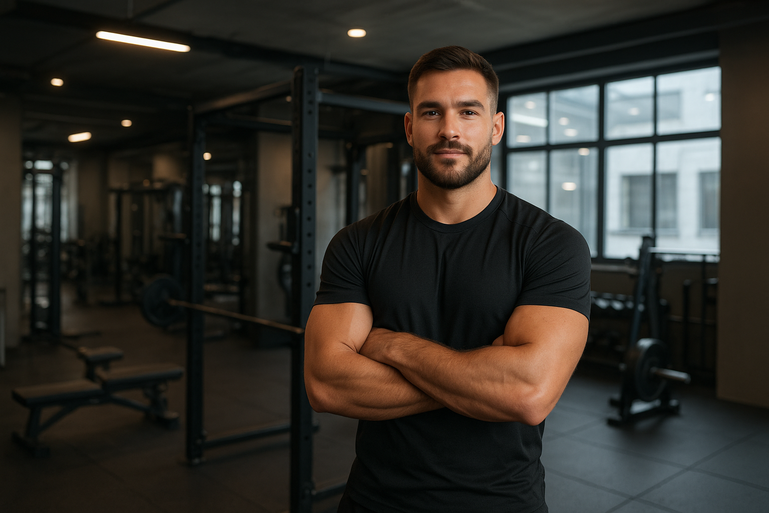 Entrenador personal motivando en el gimnasio